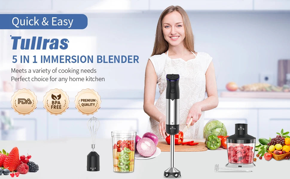 1000W Handheld Immersion Blender 5 in 1 Kitchen Tool