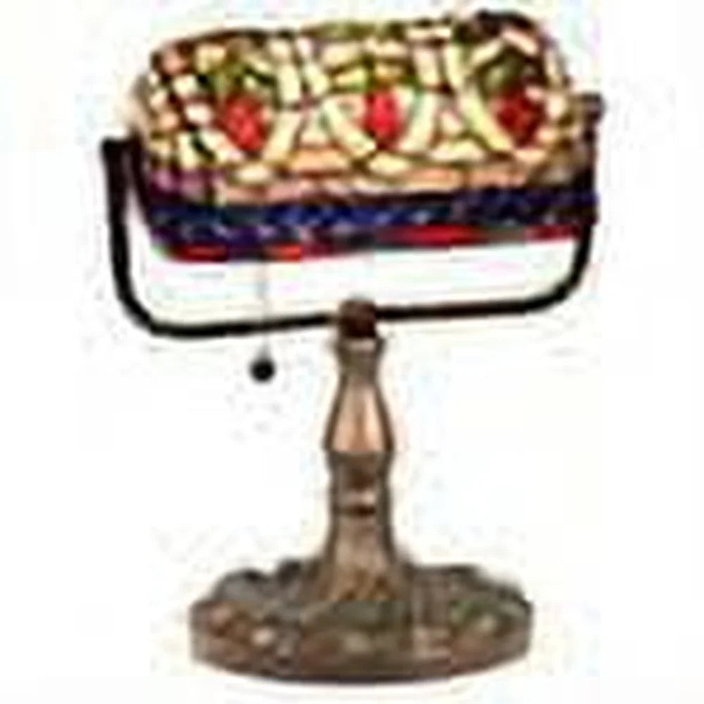 Tiffany Style Banker Desk Lamp Vintage Blue