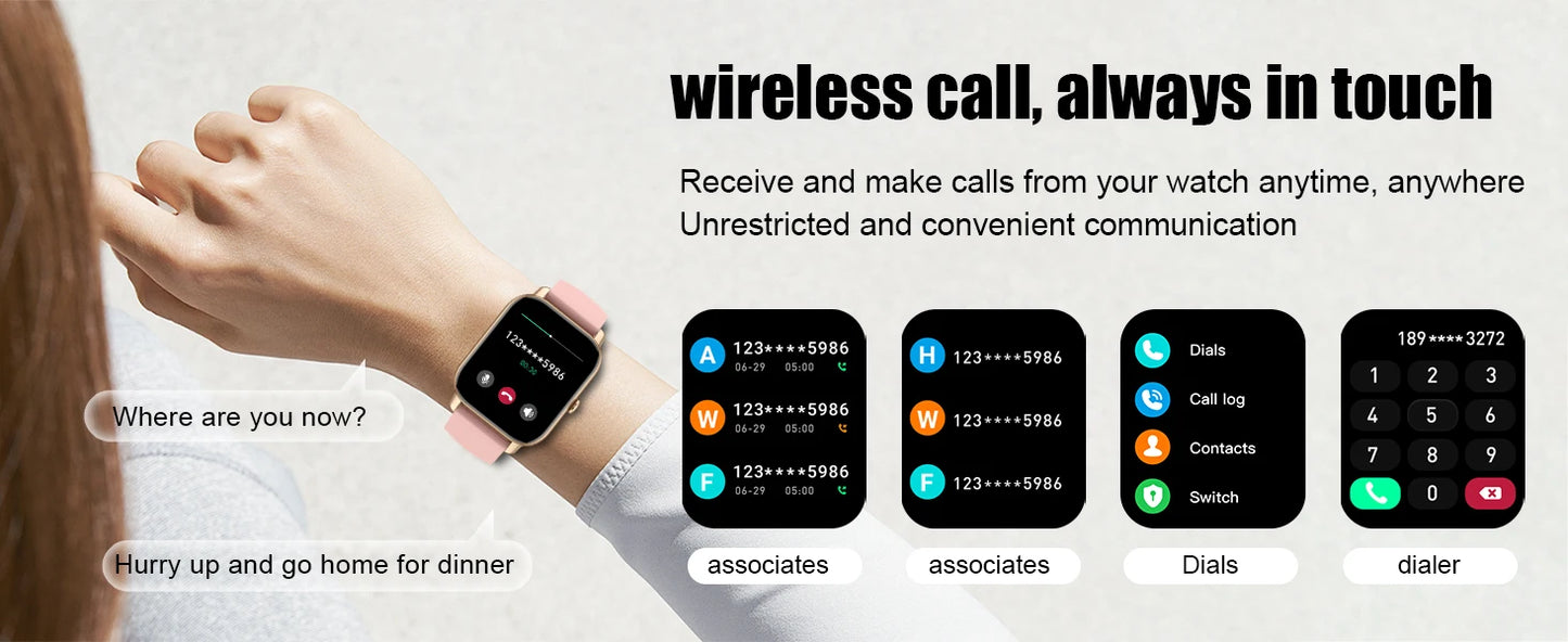 AI Voice Smart Watch 1.85 Inch HD Touch Fitness Tracker Wireless Call IP68 Waterproof