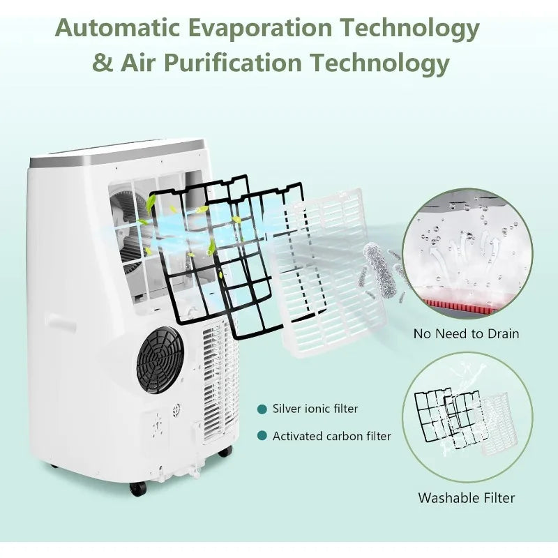 14000 BTU Portable Air Conditioner with Fan and Dehumidifier