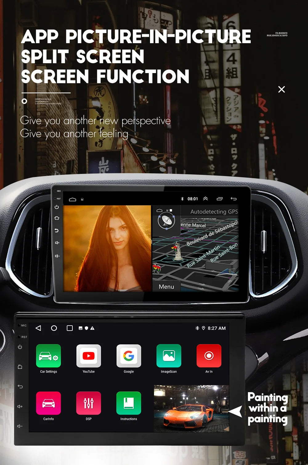 7"/9"/10" Android Car Radio with CarPlay GPS & Multimedia Player for Nissan Hyundai Tesla Style
