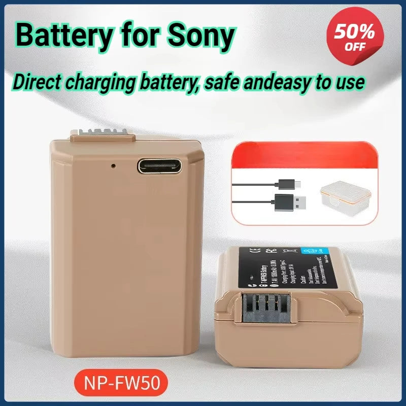 Upgraded 1080mAh NP-FW50 Battery for Sony ZV-E10 A5100 A6500 A6400 A6000 A6300 A7 Series