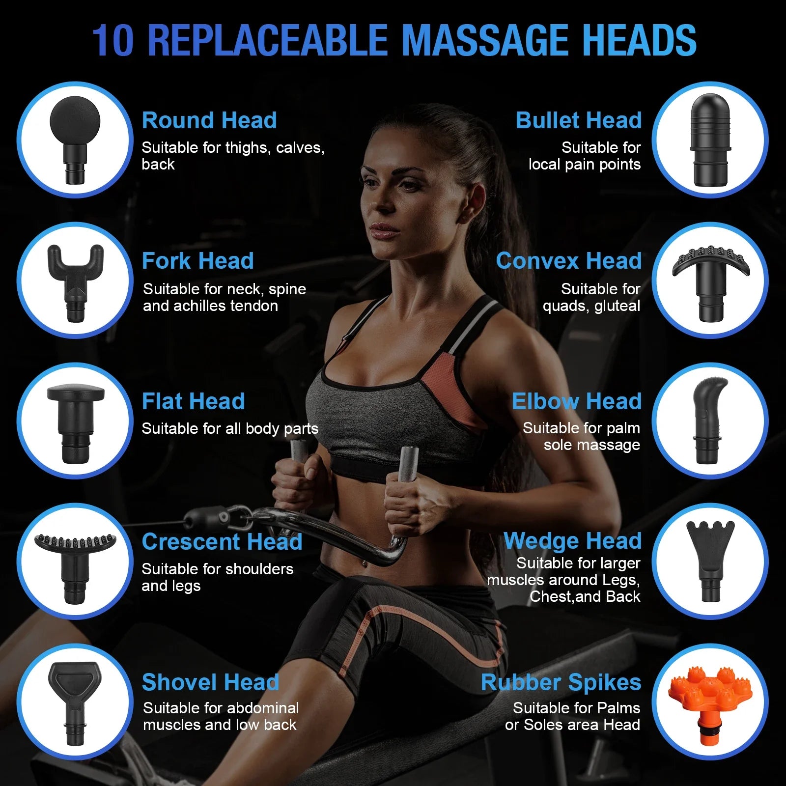 Sejoy Fascia Gun with 10 LED heads, ideal for deep relaxation and soreness relief.