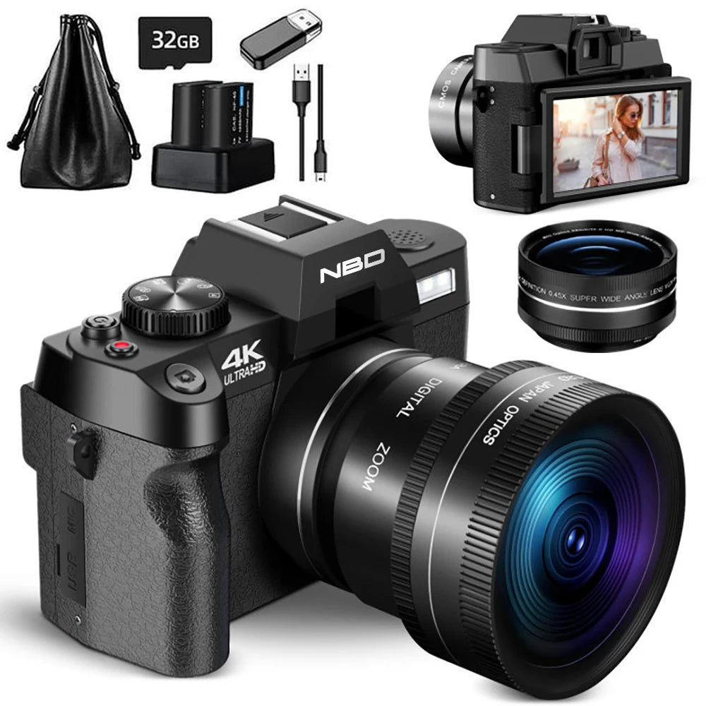 NBD Compact Digital Camera 4K WIFI WebCam 48MP Camcorder 16X Digital Zoom