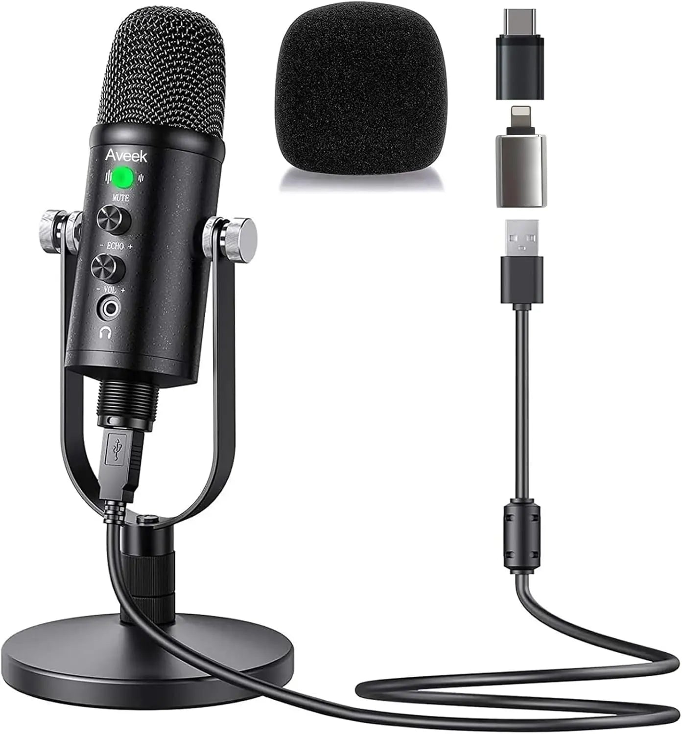 Mercase USB Condenser Microphone with Mute and Plug and Play