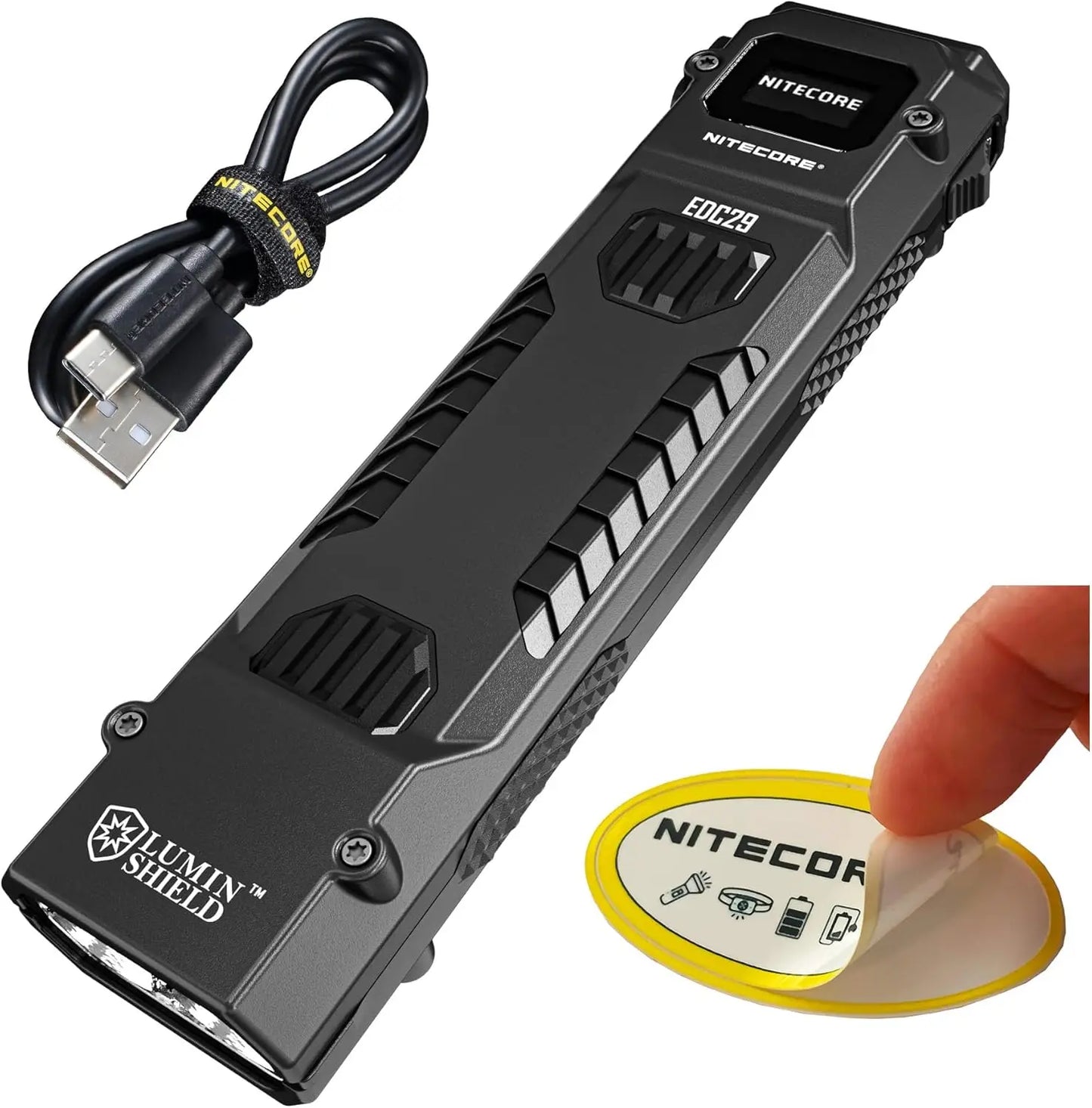 Nitecore EDC29 EDC Tactical Flashlight, 6500 Lumen USB-C Rechargeable Slim Flat Shape with Spotlight Floodlight Strobe Modes