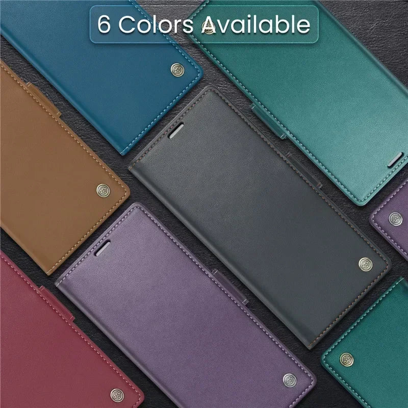 EUCAGR Luxury Magnetic Wallet Leather Case For Samsung Galaxy Z Fold 6 5 Shockproof Card Holder Pocket Cover For Galaxy Z Fold6