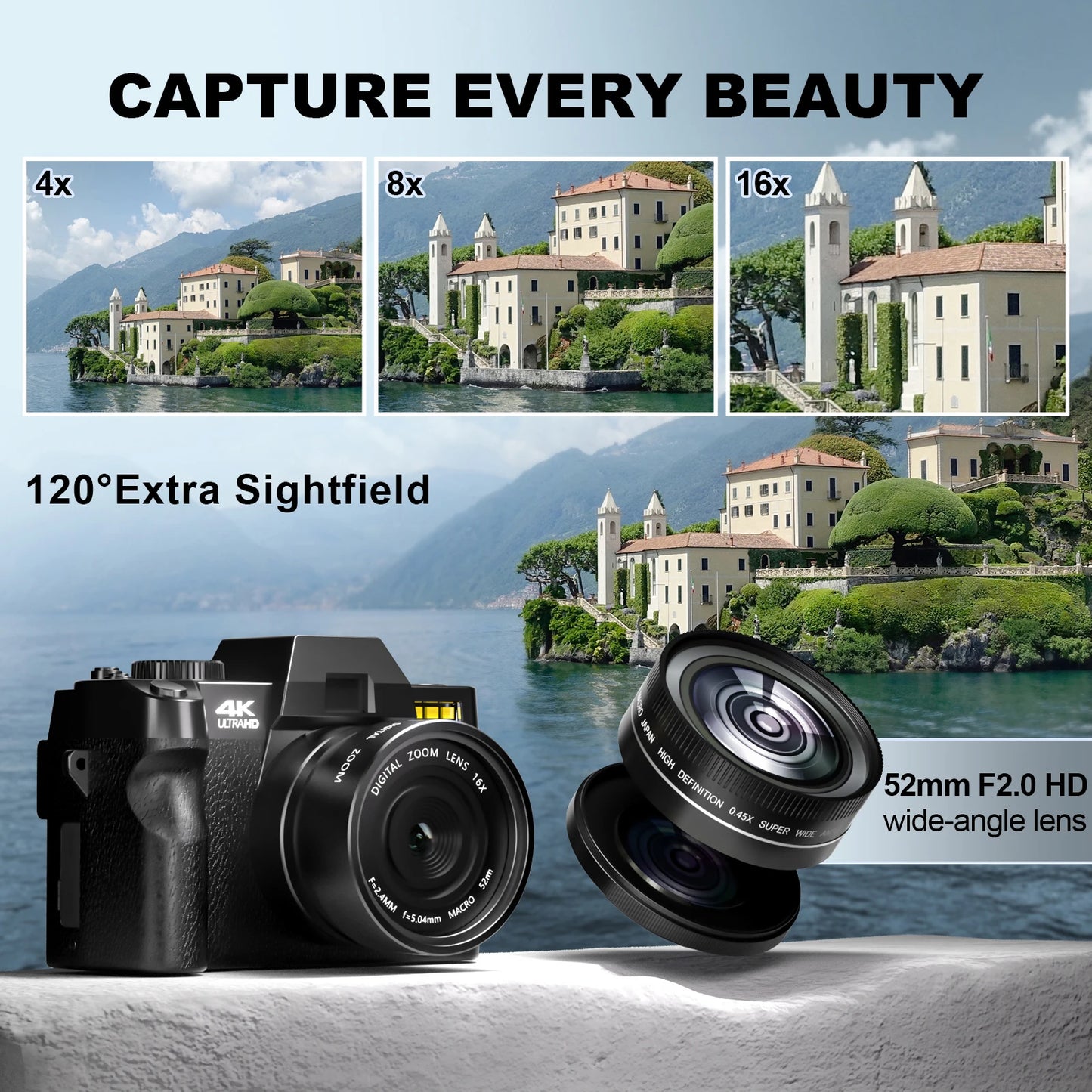NBD Compact Digital Camera 4K WIFI WebCam 48MP Camcorder 16X Digital Zoom