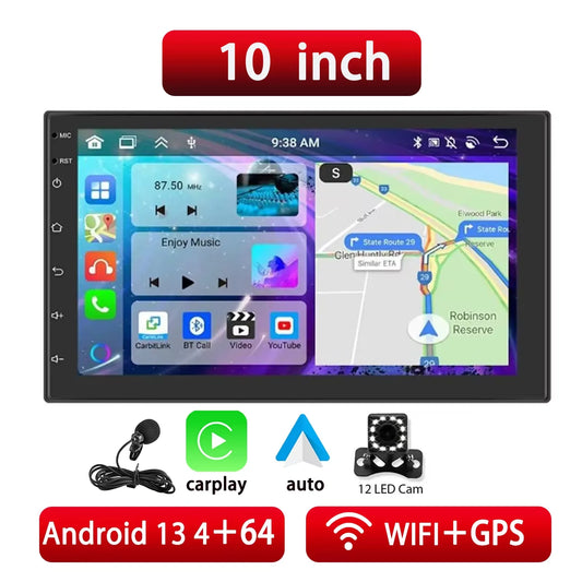 7"/9"/10" Android Car Radio with CarPlay GPS & Multimedia Player for Nissan Hyundai Tesla Style