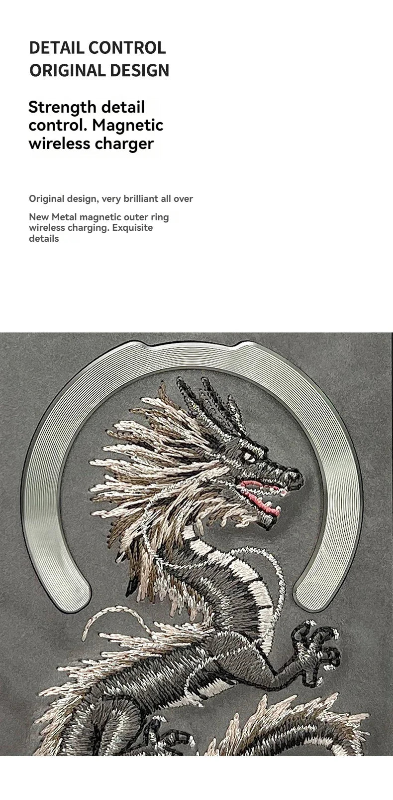 Dragon Phoenix 3D embroidery iPhone 16 Pro Max case with MagSafe, featuring magnetic, anti-fingerprint, non-slip design.