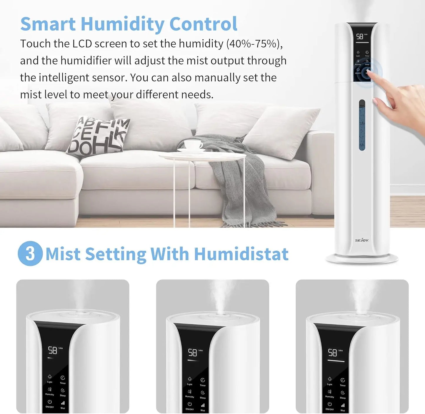 Cool Mist Humidifier with Essential Oil and Remote Control