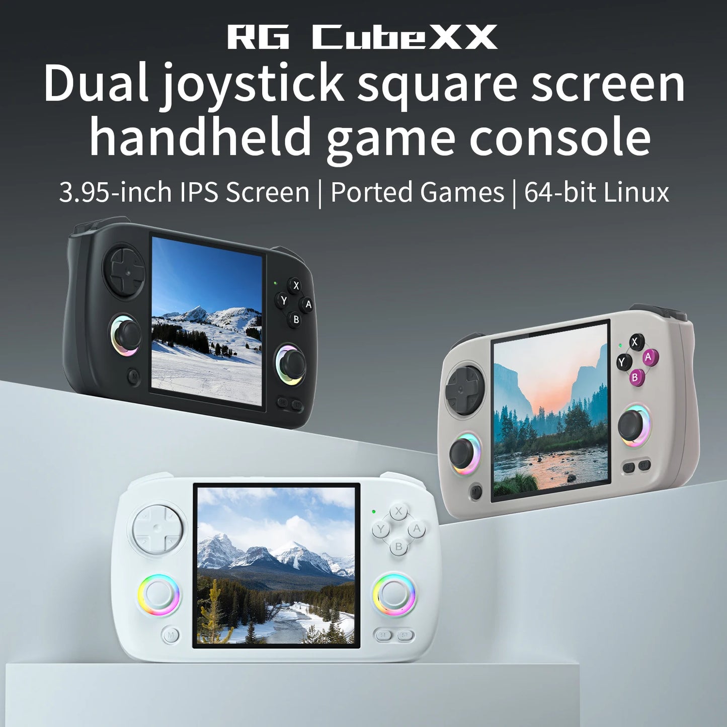 ANBERNIC RG Cubexx Handheld Game Console with 3.95 Inch IPS Screen 64 Bit Linux System 5G WiFi and Bluetooth