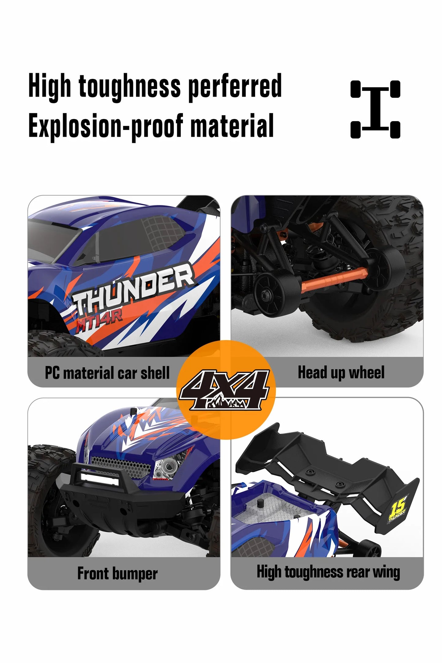 JIUSI MT14R 1/14 RC Racing Car 4WD 80km/h Brushless Motor 2.4G Remote Control 35C High Speed Off-road