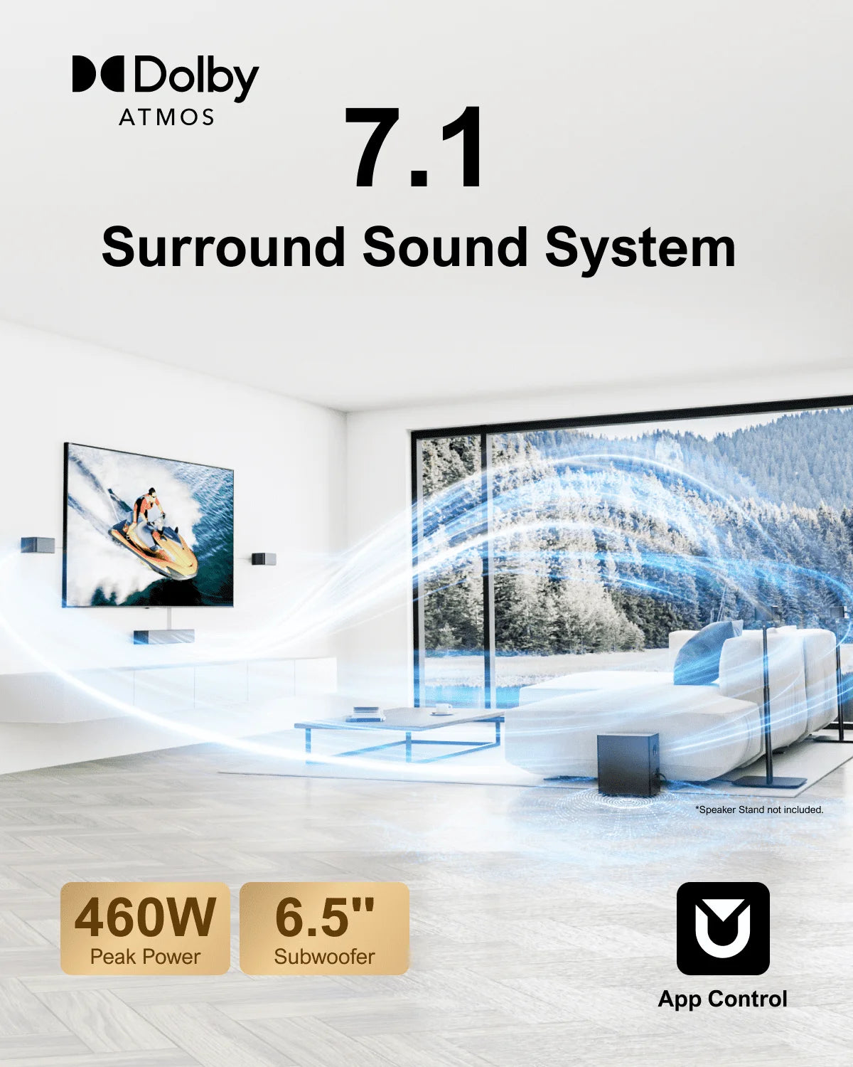 ULTIMEA 460W 7.1ch Soundbar with Dolby Atmos and Wireless Subwoofer