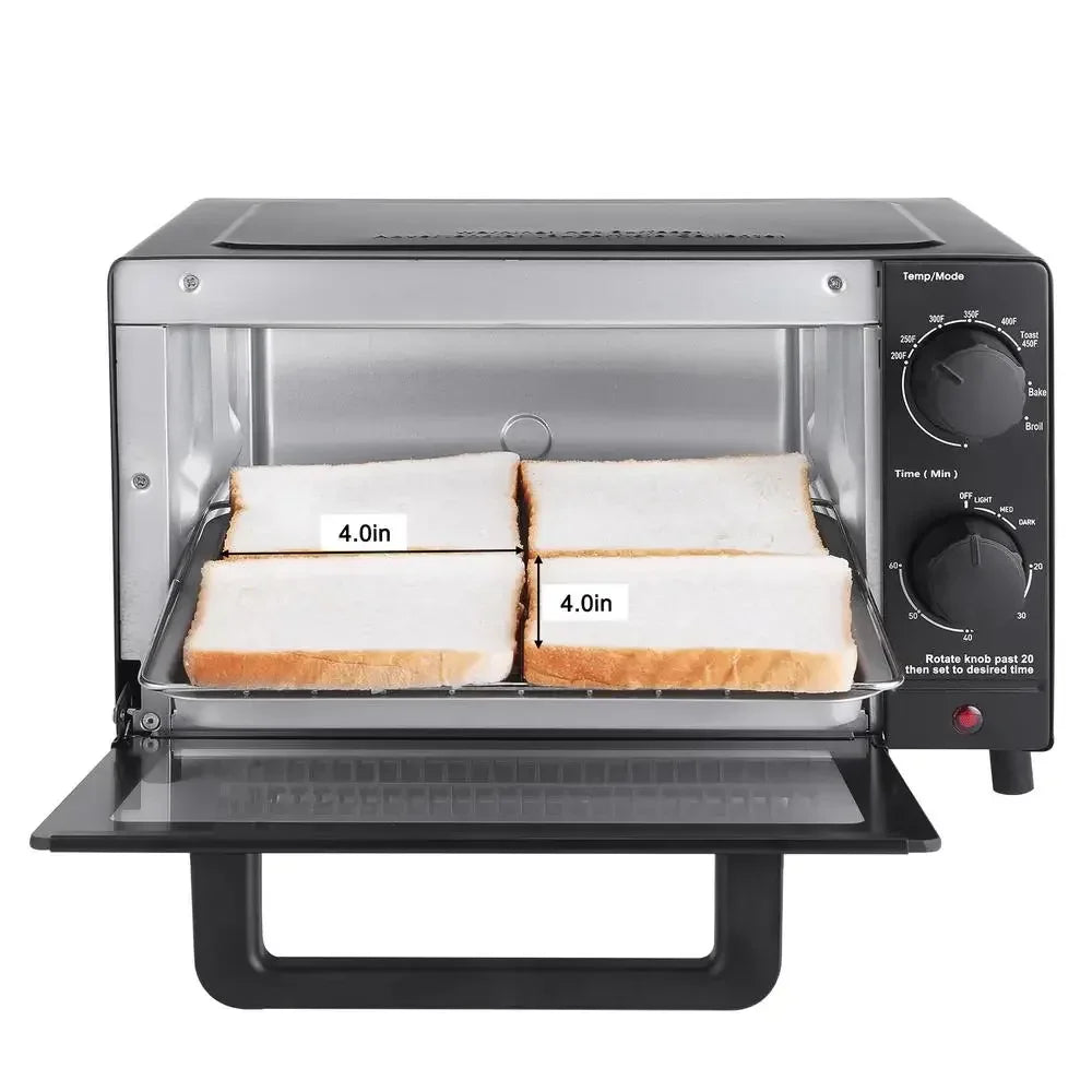 4 Slice Toaster Oven with Bake Broil & Toast Functions