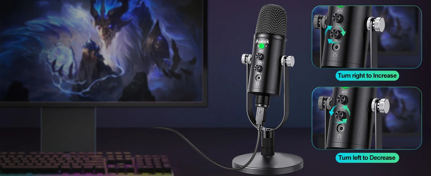 Mercase USB Condenser Microphone with Mute and Plug and Play