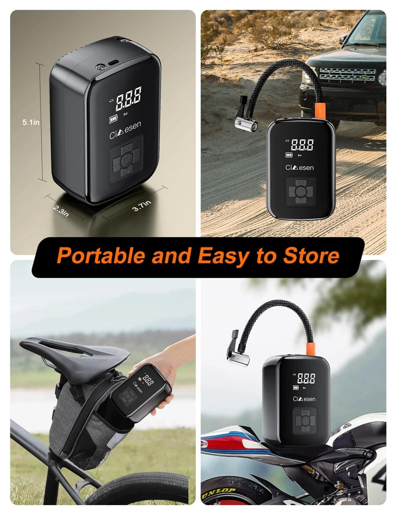 Portable Wireless Air Pump 150PSI Electric Tire Inflator for Car Bicycle Motorcycle