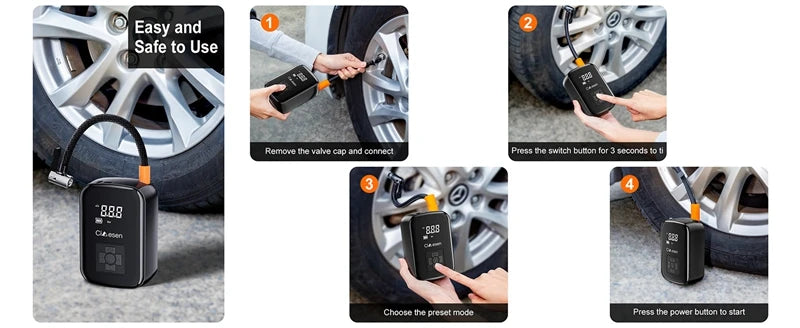 Portable Wireless Air Pump 150PSI Electric Tire Inflator for Car Bicycle Motorcycle