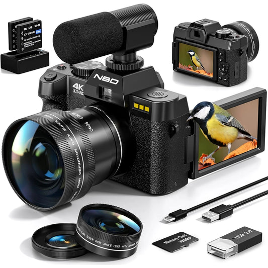 NBD 48MP Digital Camera with 4K Video 3.0 Inch Flip Screen and 16X Digital Zoom