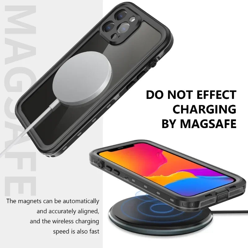 Waterproof Phone Case IP68 Dustproof Diving Cover for iPhone 16 15 14 Plus 13 12 11 Pro XS Max XR
