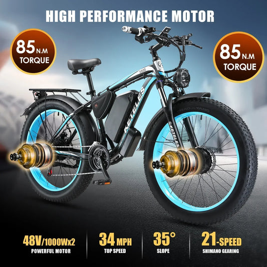 K800 Electric Bike 2000W Dual Motor 48V 23Ah Fat Tire with Hydraulic Brakes