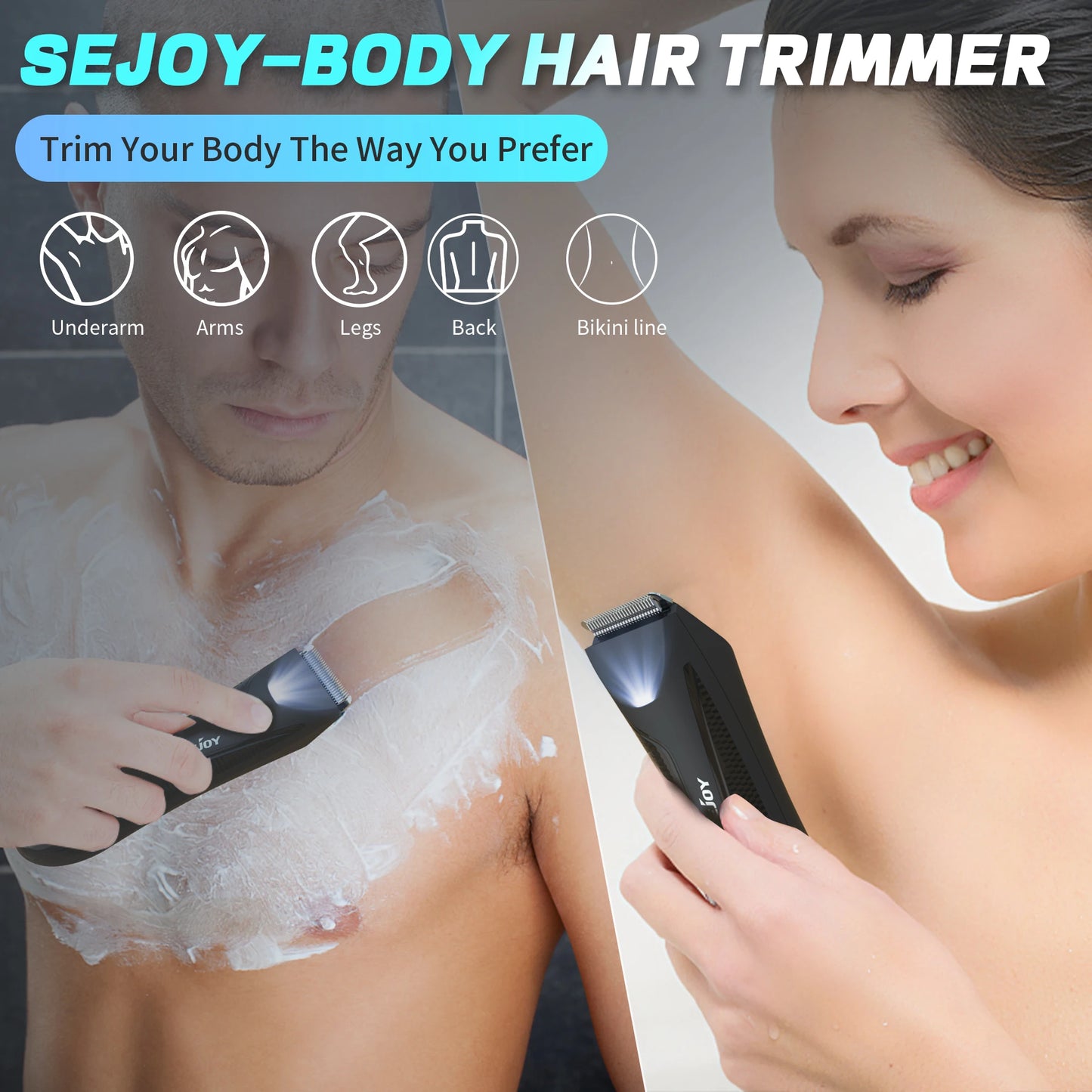 Sejoy Electric Body Hair Trimmer for Men Waterproof LED Display