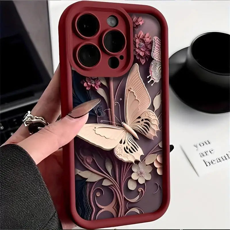 Butterfly pattern phone case for iPhone 16 Pro Max to 11.