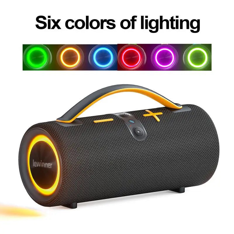 Lewinner Portable Wireless Speaker with 60W Stereo Sound Deep Bass RGB Lights and Dual Pairing