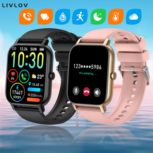 AI Voice Smart Watch 1.85 Inch HD Touch Fitness Tracker Wireless Call IP68 Waterproof