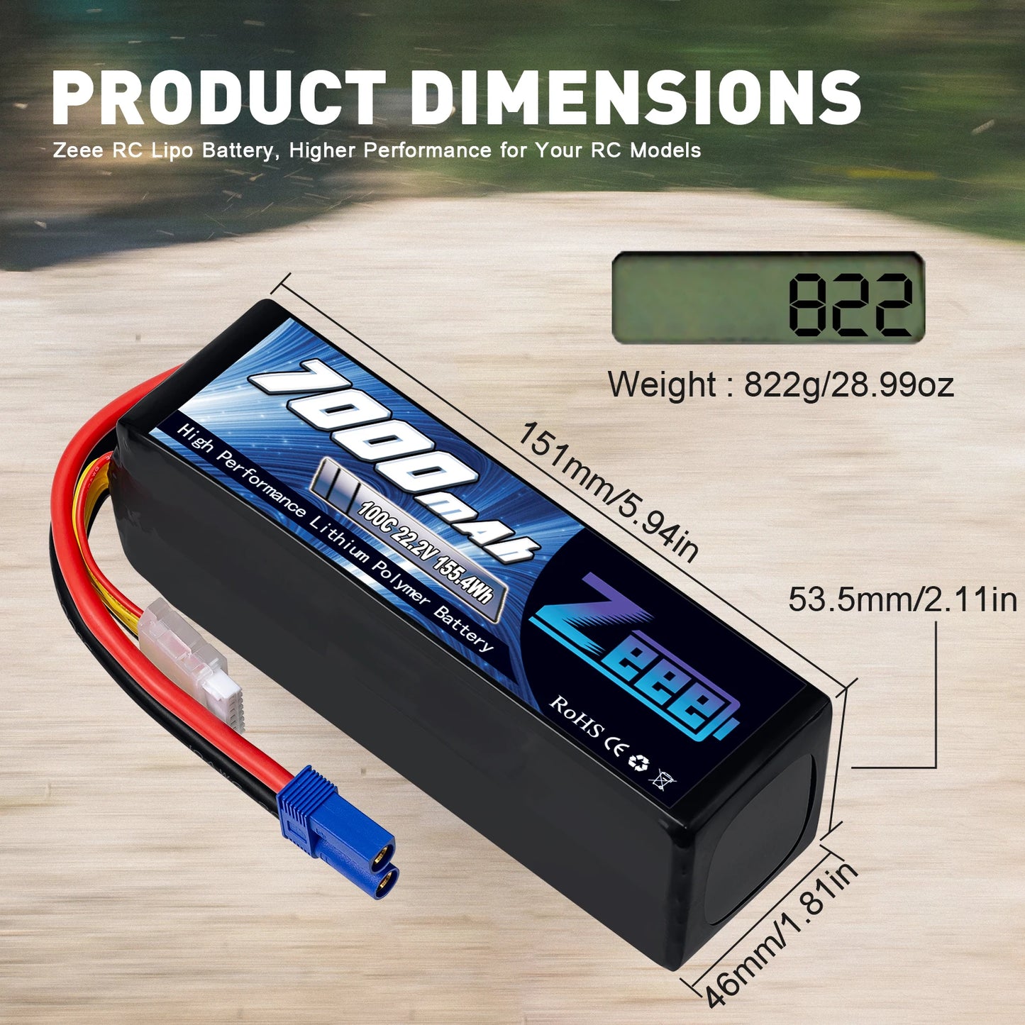 2pcs Zeee Lipo Battery 4S 6S 22.2V 100C 7000mAh Softcase with EC5 Plug for RC Vehicle Parts