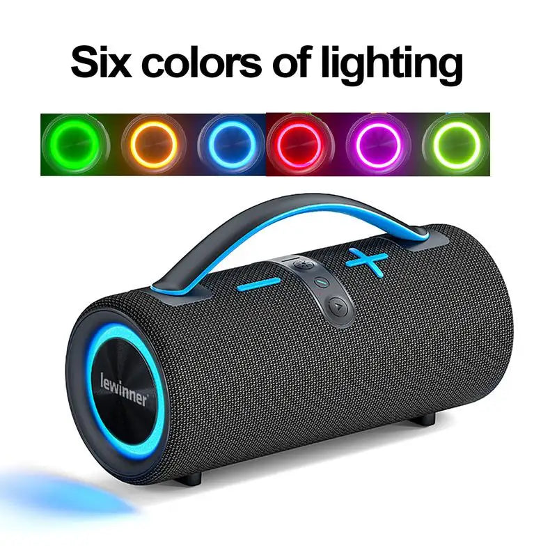 Lewinner Portable Wireless Speaker with 60W Stereo Sound Deep Bass RGB Lights and Dual Pairing