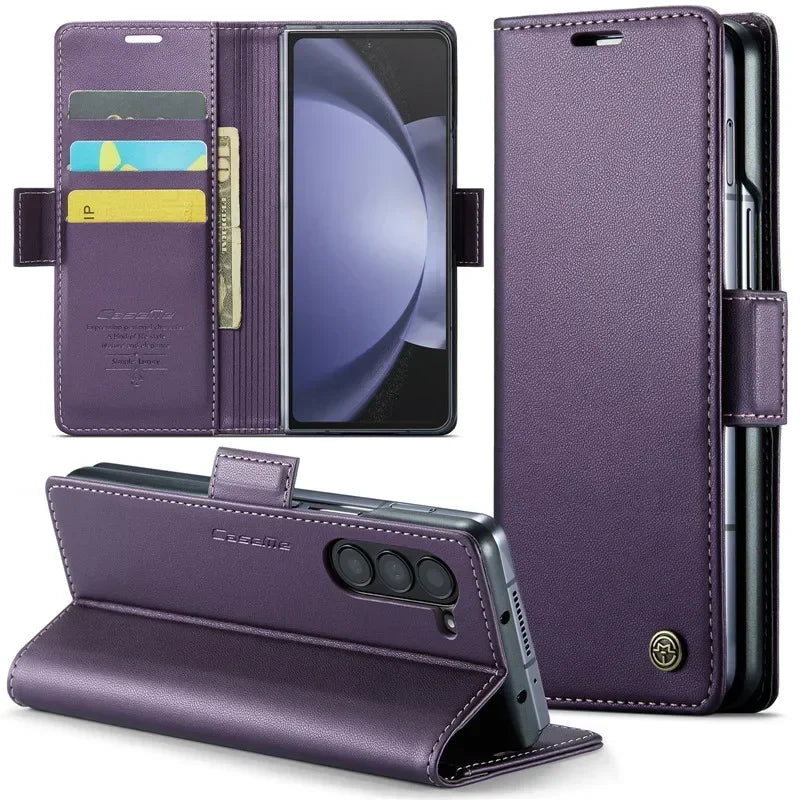 EUCAGR Luxury Magnetic Wallet Leather Case For Samsung Galaxy Z Fold 6 5 Shockproof Card Holder Pocket Cover For Galaxy Z Fold6