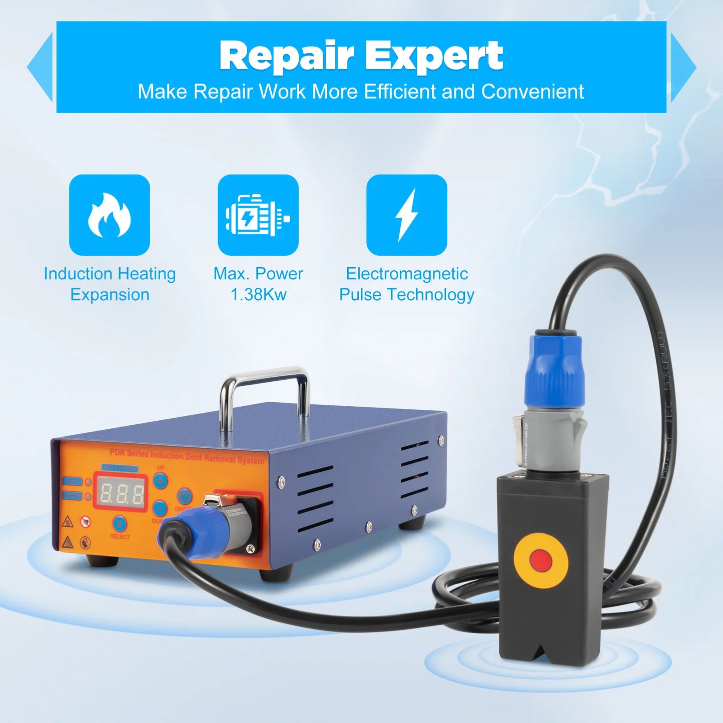 1380W Magnetic Induction Dent Repair Machine Paintless Car Dent Removal Tool Set