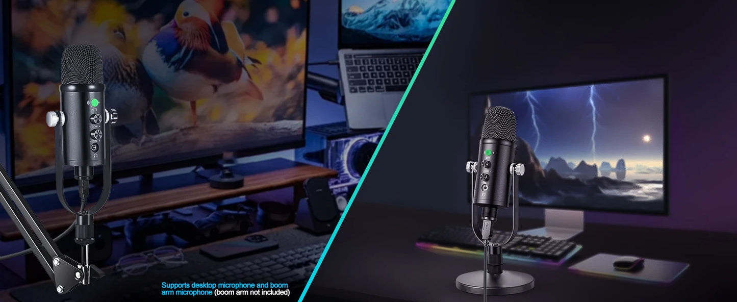 Mercase USB Condenser Microphone with Mute and Plug and Play
