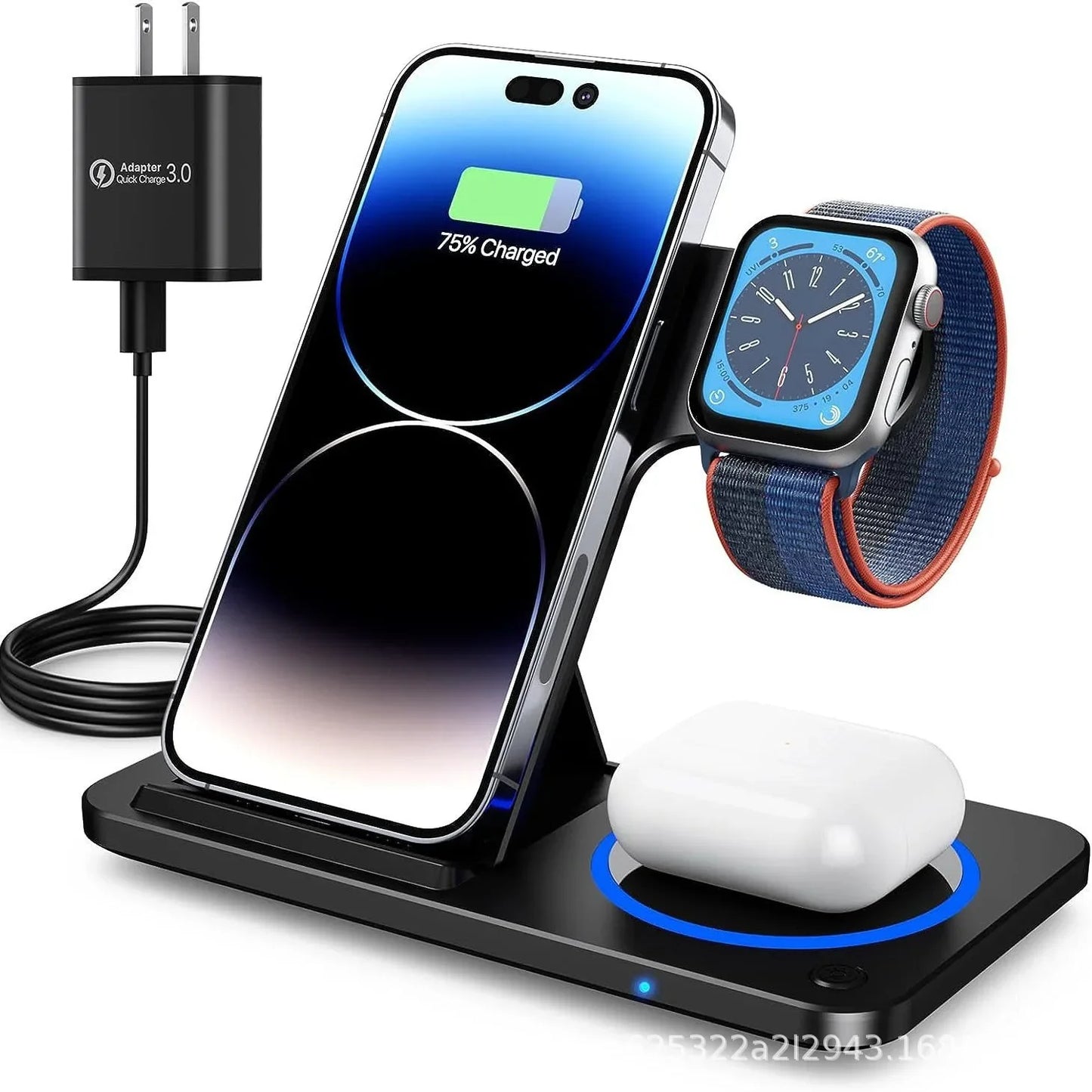 30W LED Fast Wireless Charger 3 in 1 Foldable Stand