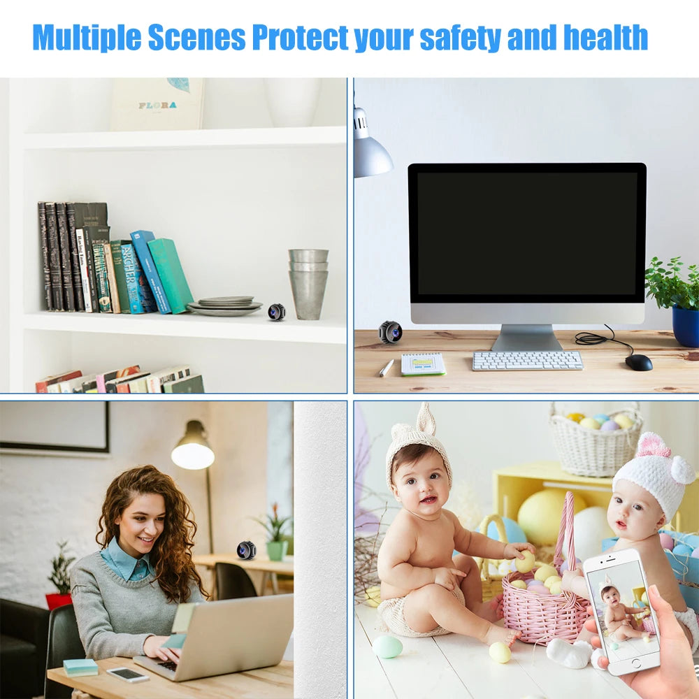 Mini WiFi Camera 1080P HD with Night Vision and Audio for Home Security and Baby Monitoring