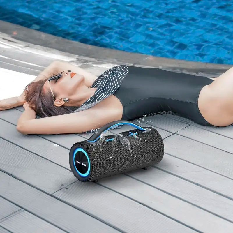 Lewinner Portable Wireless Speaker with 60W Stereo Sound Deep Bass RGB Lights and Dual Pairing