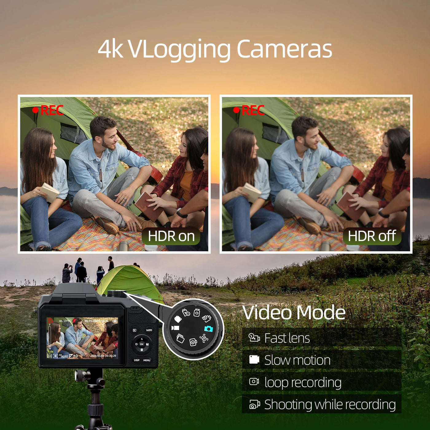 Digital Camera 4K 64MP 16X Flip Camera for YouTube & Photography Beginners