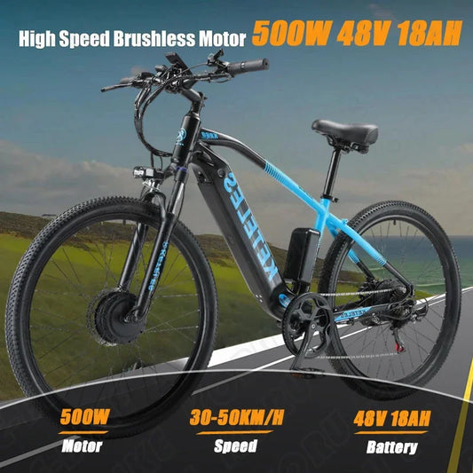 2024 KETELES K860 29 Inch e-bike with 500W brushless motor, 48V 18AH lithium battery, designed for urban and mountain use