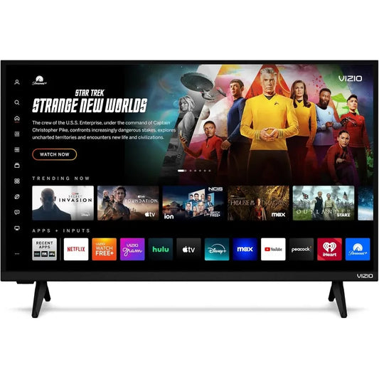 40-inch Full HD VIZIO Smart TV with Alexa, Google Cast, DTS Virtual:X, and Bluetooth headphone support showing streaming apps on screen