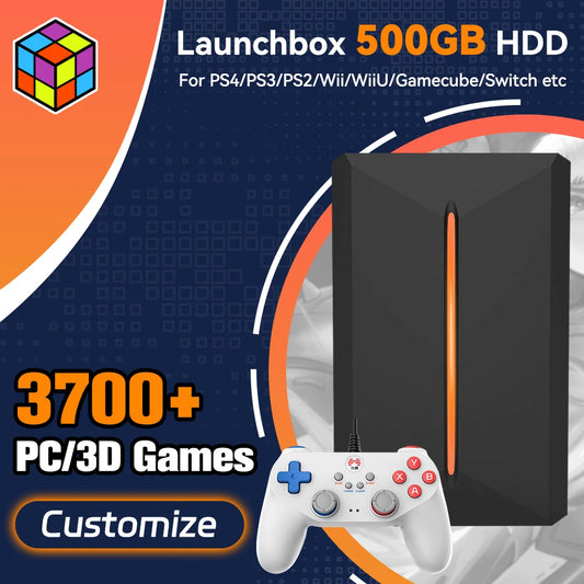 Launchbox 500GB Gaming Hard Drive for PS4 PS3 PS2 Wii Switch Gamecube PC 3760 Games