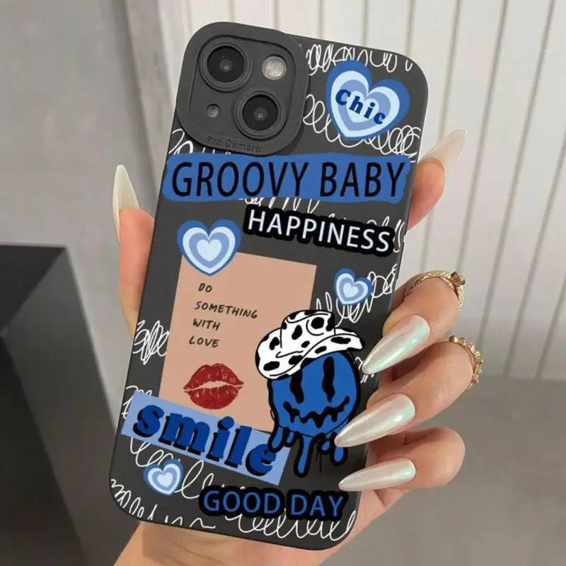 Lips and letter pattern phone case for iPhone 16 Pro Max to 11.