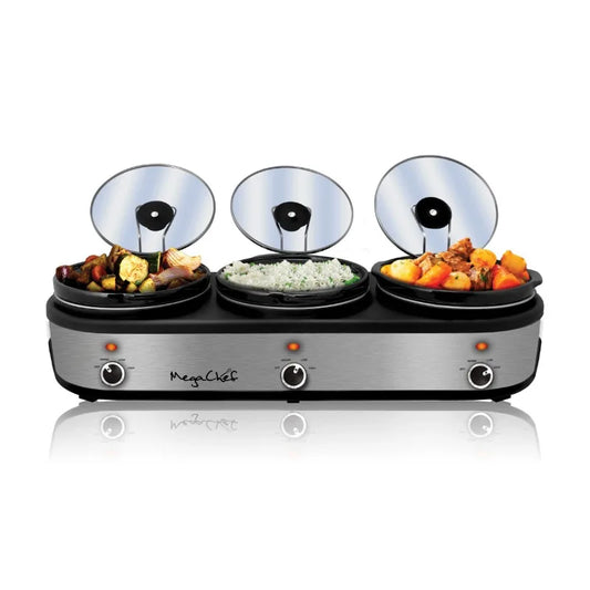 MegaChef 2.5QT Triple Slow Cooker and Buffet Server