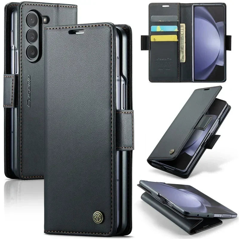 EUCAGR Luxury Magnetic Wallet Leather Case For Samsung Galaxy Z Fold 6 5 Shockproof Card Holder Pocket Cover For Galaxy Z Fold6