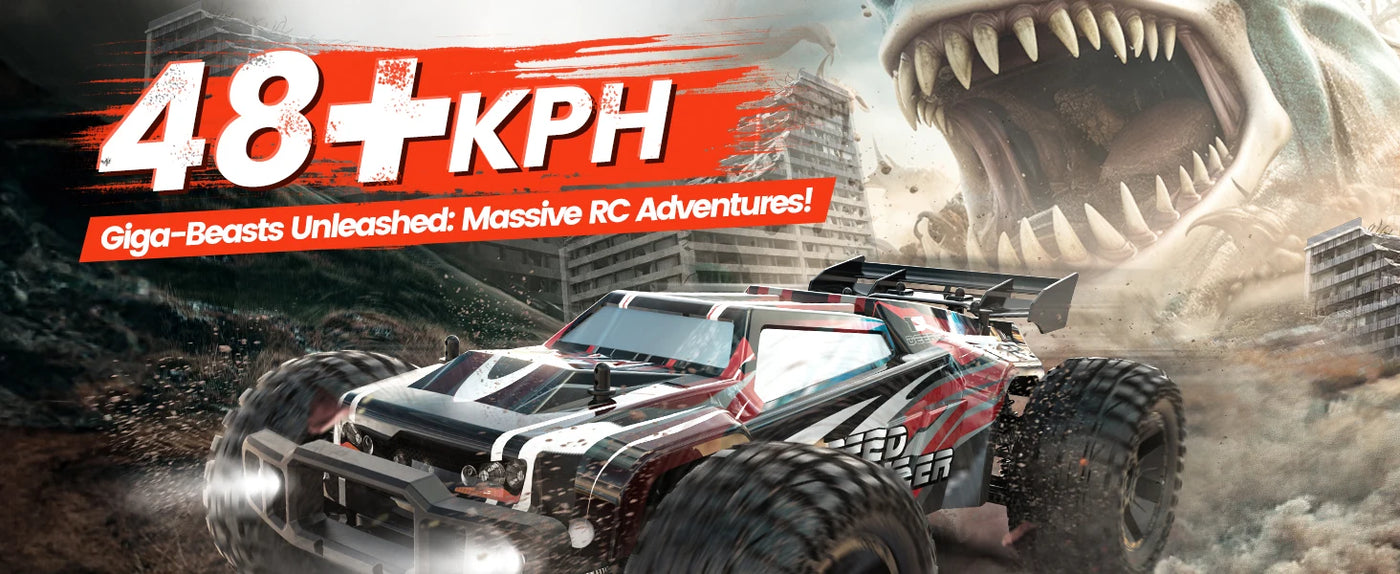 DEERC 9203E 1:10 Scale RC Truck 48KM/H 4X4 Lights 2 Batteries 2.4GHz All-Terrain 30 Min Play