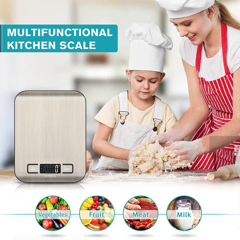 ULTREAN Digital Kitchen Scale 5000g/1g High Precision Waterproof Food Scale with LCD Display