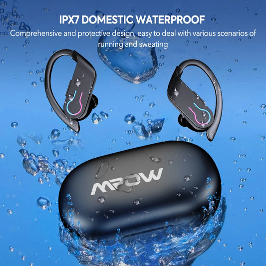 Mpow Q63 Bluetooth 5.3 Earphones Sports Wireless In-Ear IPX7 Waterproof HiFi Stereo Gaming Earbuds
