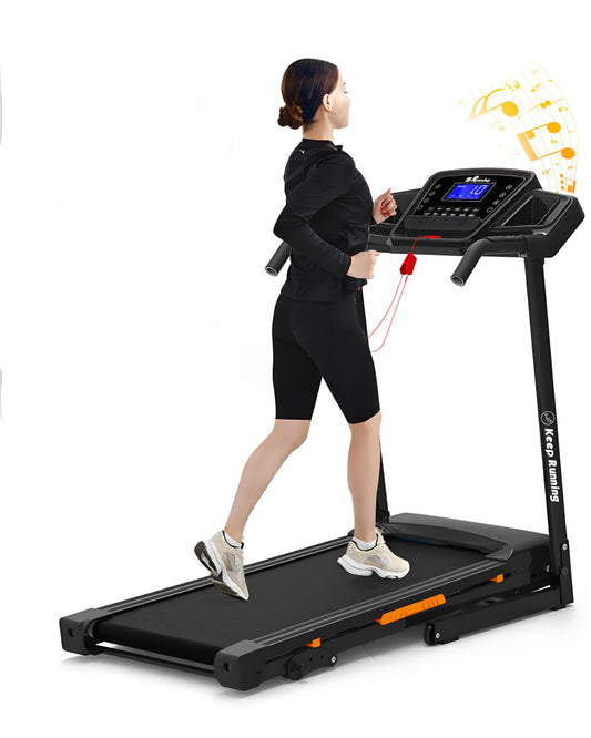 Foldable Electric Treadmill with Incline - 3.5HP Motor, Handrail Speed Control, Pulse Monitor, 12 Training Programs, Max 330lbs