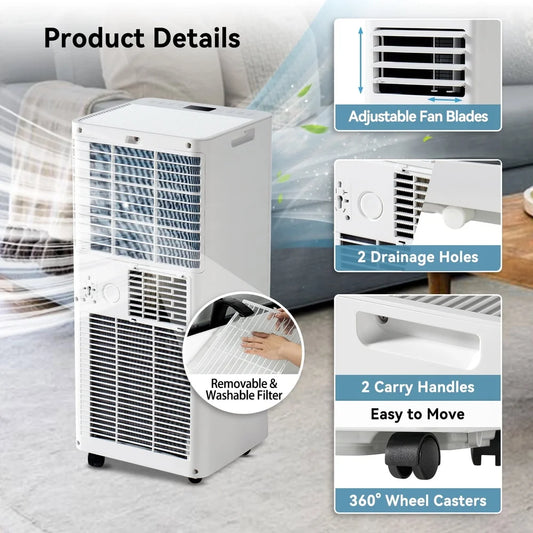 10000 BTU Smart Portable Air Conditioner with WiFi and Dehumidifier