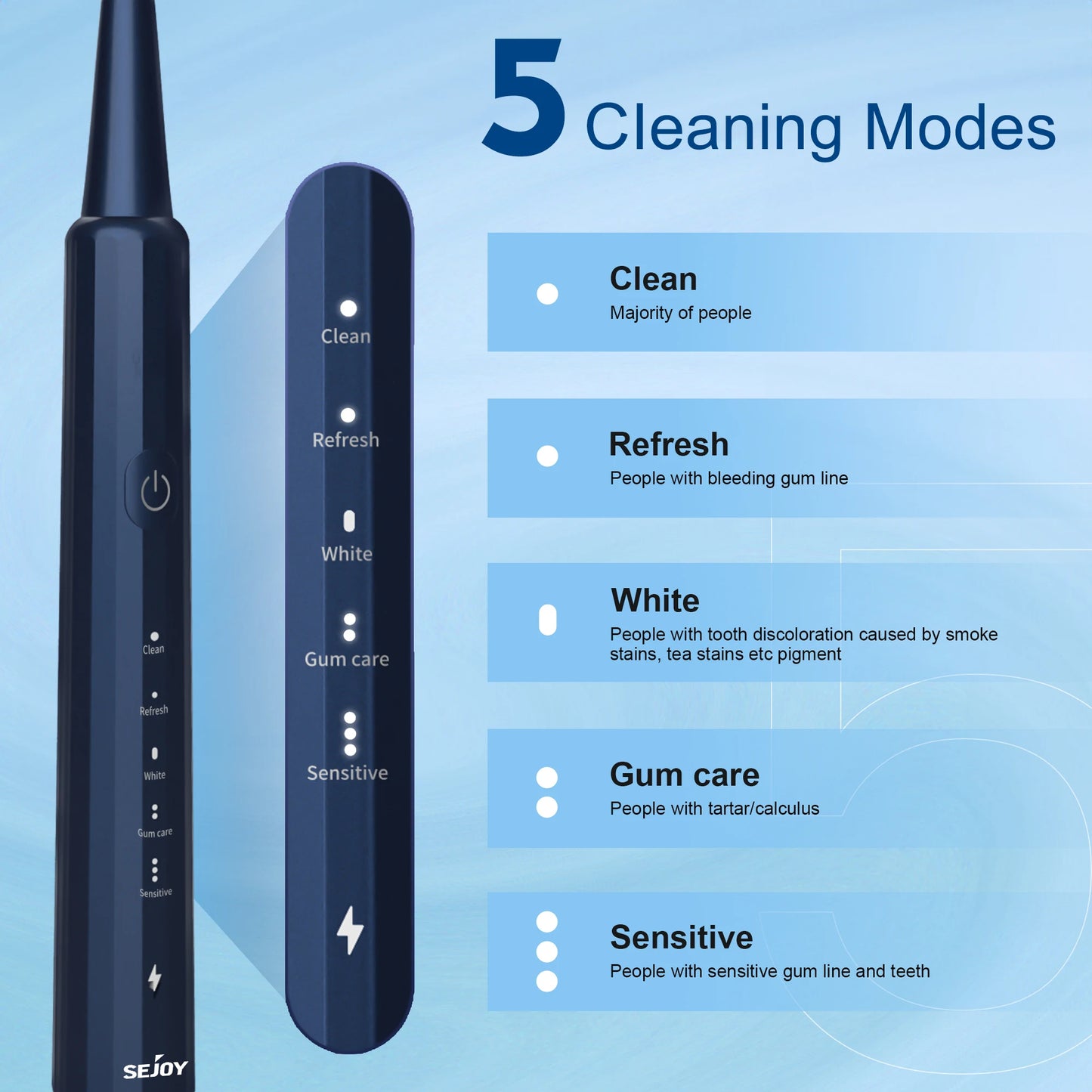 Electric Toothbrush Rechargeable with 8 Heads 5 Modes